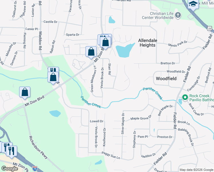map of restaurants, bars, coffee shops, grocery stores, and more near 6706 Vesta Brook Drive in Morrow
