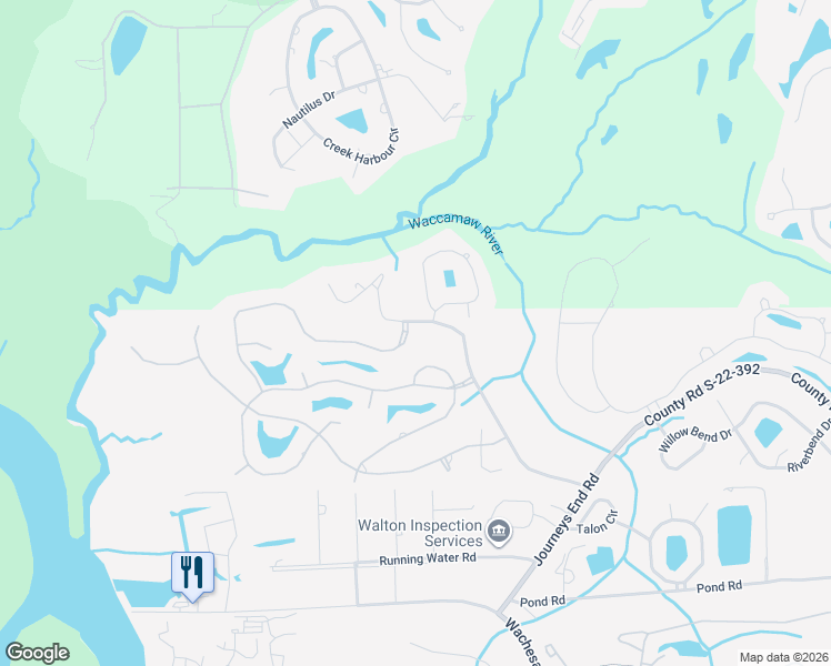 map of restaurants, bars, coffee shops, grocery stores, and more near 639 Collins Creek Road in Murrells Inlet