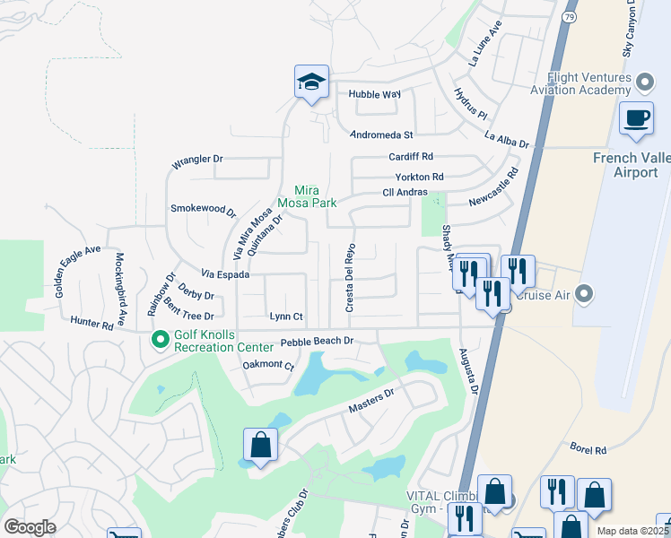map of restaurants, bars, coffee shops, grocery stores, and more near 37793 Cresta Del Reyo in Murrieta