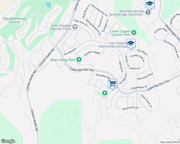map of restaurants, bars, coffee shops, grocery stores, and more near 23468 Bending Oak Court in Murrieta
