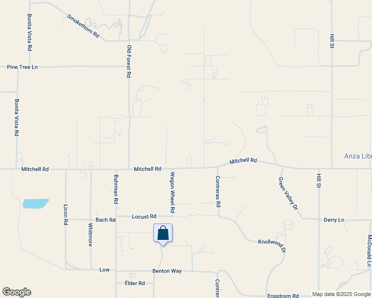 map of restaurants, bars, coffee shops, grocery stores, and more near 56300 Mitchell Road in Anza