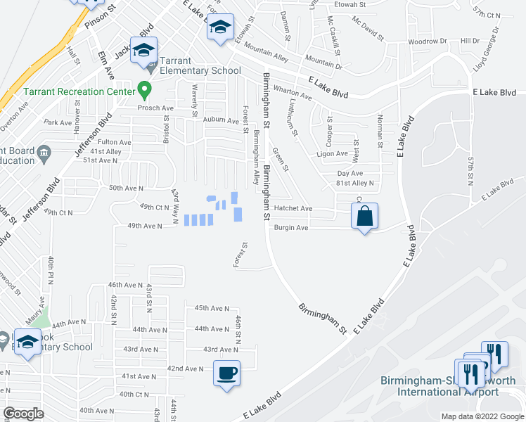 map of restaurants, bars, coffee shops, grocery stores, and more near 920 Birmingham Street in Birmingham