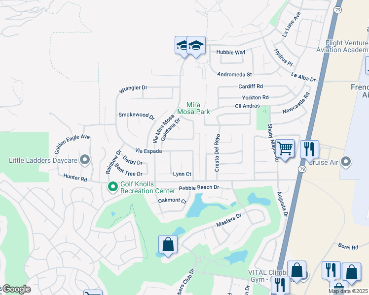 map of restaurants, bars, coffee shops, grocery stores, and more near 29438 Via Espada in Murrieta