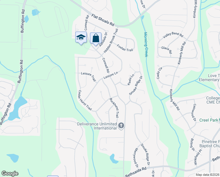 map of restaurants, bars, coffee shops, grocery stores, and more near 6465 Buckhurst Trail in College Park