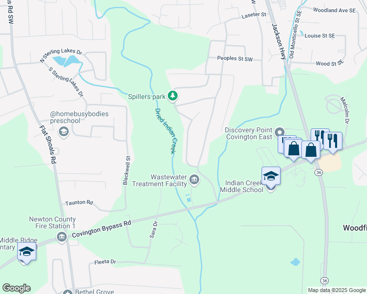 map of restaurants, bars, coffee shops, grocery stores, and more near 10110 Jefferson Village Drive Southwest in Covington