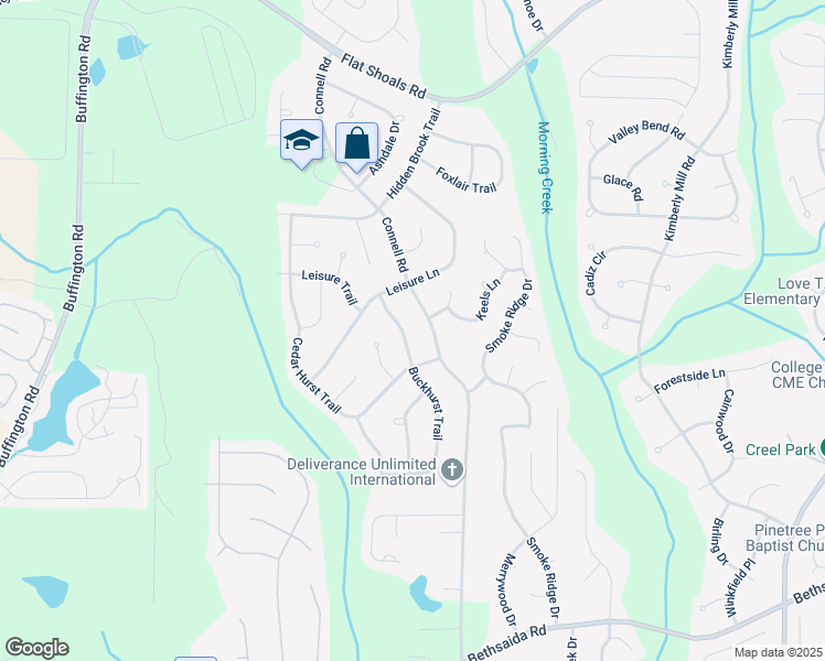 map of restaurants, bars, coffee shops, grocery stores, and more near 6465 Buckhurst Trail in College Park