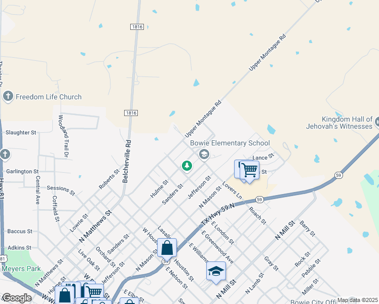 map of restaurants, bars, coffee shops, grocery stores, and more near 1512 Hulme Street in Bowie
