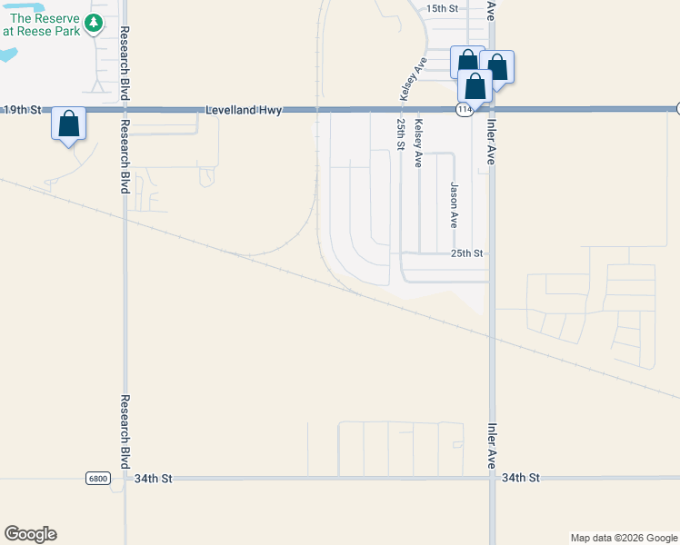 map of restaurants, bars, coffee shops, grocery stores, and more near 2022-2028 Kelsey in Lubbock