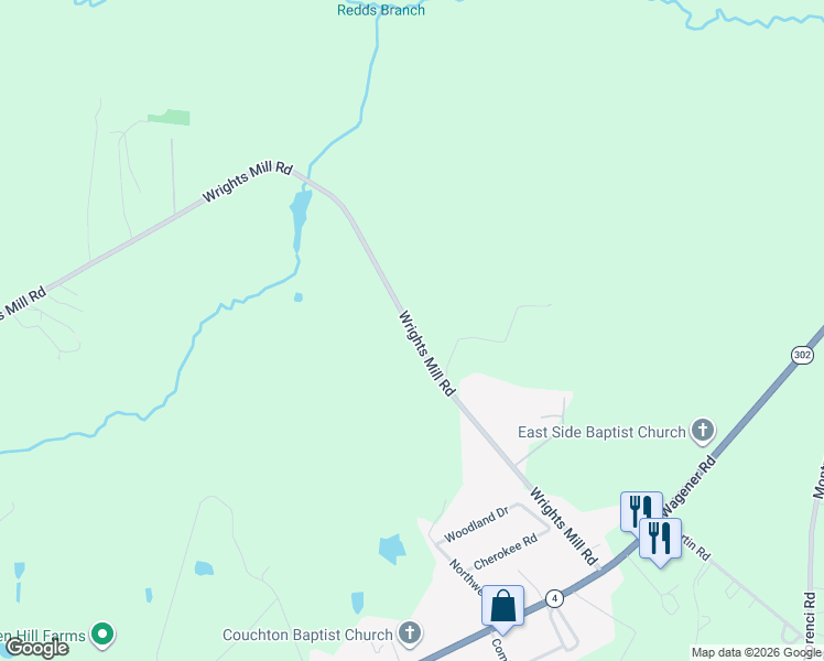map of restaurants, bars, coffee shops, grocery stores, and more near 1058 Wrights Mill Road in Aiken