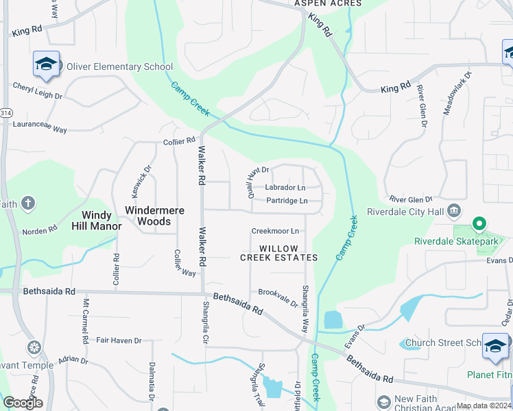 map of restaurants, bars, coffee shops, grocery stores, and more near 951 Quail Hunt Drive in Riverdale