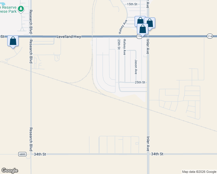 map of restaurants, bars, coffee shops, grocery stores, and more near 2022-2028 Kelsey in Lubbock