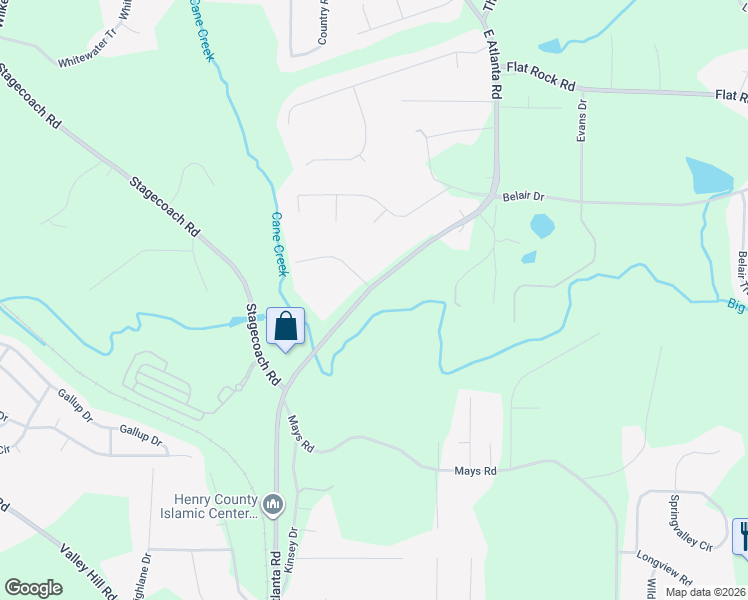 map of restaurants, bars, coffee shops, grocery stores, and more near 934 East Atlanta Road in Stockbridge