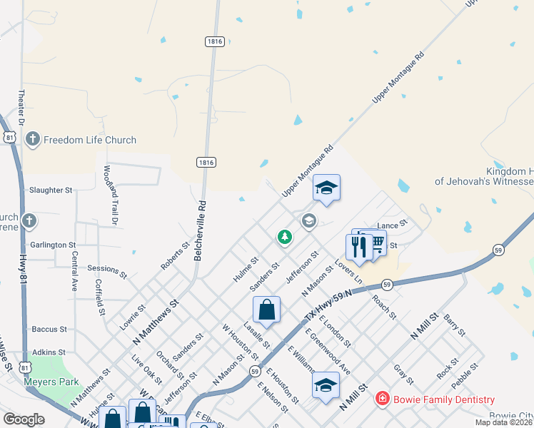 map of restaurants, bars, coffee shops, grocery stores, and more near 1507 North Matthews Street in Bowie