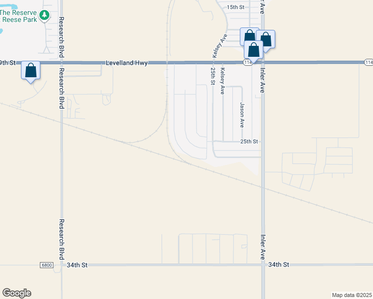 map of restaurants, bars, coffee shops, grocery stores, and more near 2022-2028 Kelsey in Lubbock