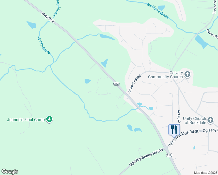 map of restaurants, bars, coffee shops, grocery stores, and more near 1415 Norwich Court in Conyers