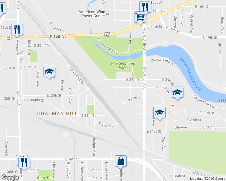 map of restaurants, bars, coffee shops, grocery stores, and more near 2502 Weber Drive in Lubbock