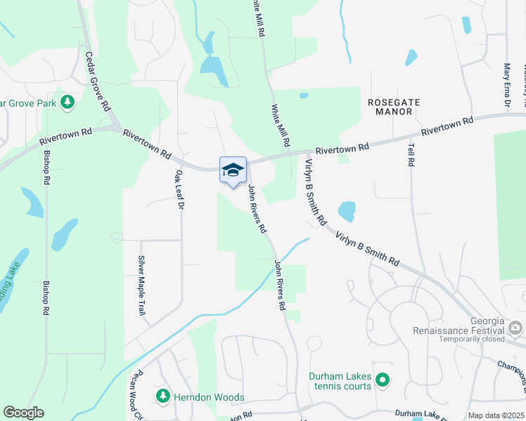 map of restaurants, bars, coffee shops, grocery stores, and more near 6790 John Rivers Road in Fairburn