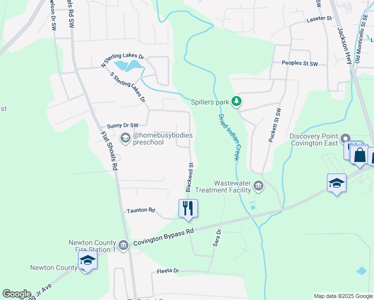map of restaurants, bars, coffee shops, grocery stores, and more near 10154 Morris Drive Southwest in Covington