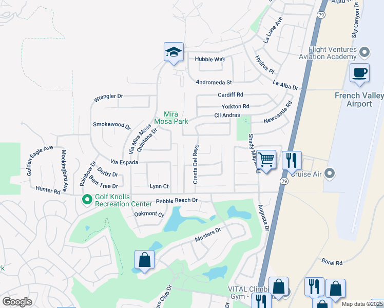 map of restaurants, bars, coffee shops, grocery stores, and more near 37793 Cresta Del Reyo in Murrieta