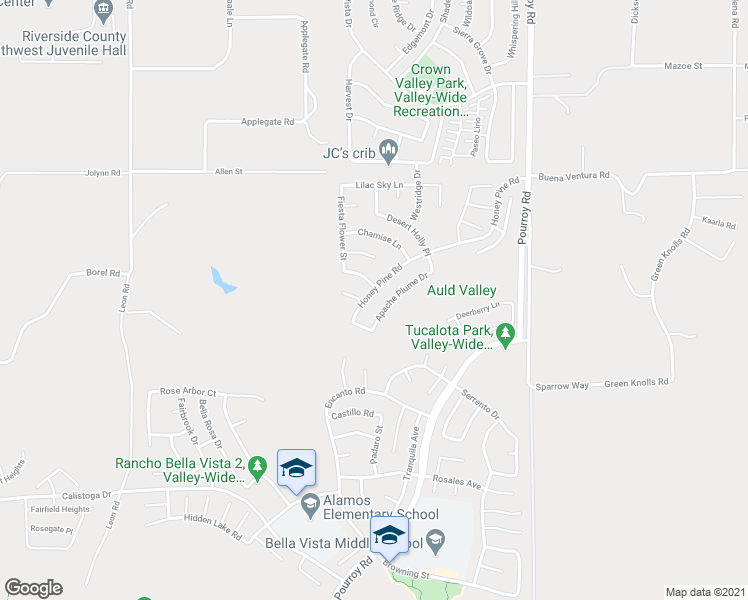 map of restaurants, bars, coffee shops, grocery stores, and more near 37976 Honey Pine Road in Murrieta