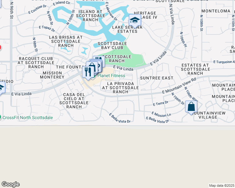 map of restaurants, bars, coffee shops, grocery stores, and more near 10250 North 102nd Street in Scottsdale