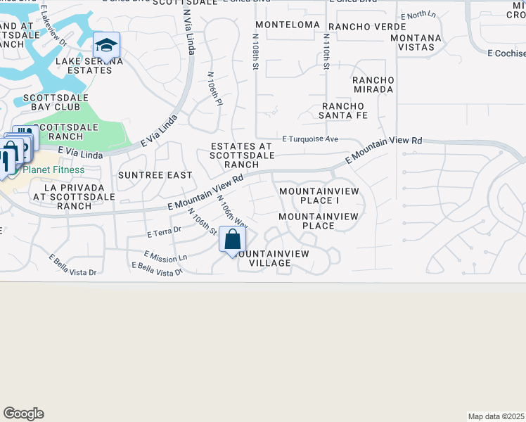 map of restaurants, bars, coffee shops, grocery stores, and more near 10724 East Palomino Road in Scottsdale
