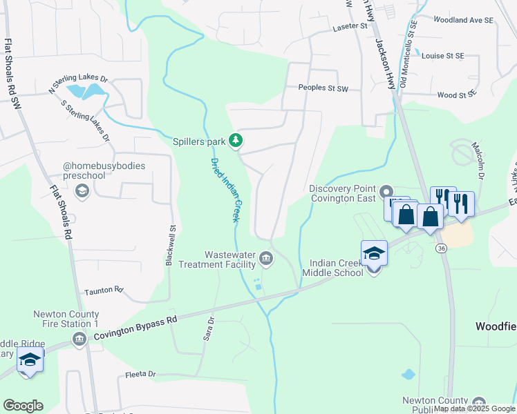 map of restaurants, bars, coffee shops, grocery stores, and more near 9199 Jefferson Village Drive Southwest in Covington