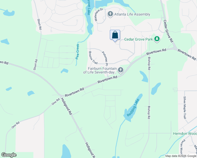 map of restaurants, bars, coffee shops, grocery stores, and more near 7545 RiverTown Road in Fairburn