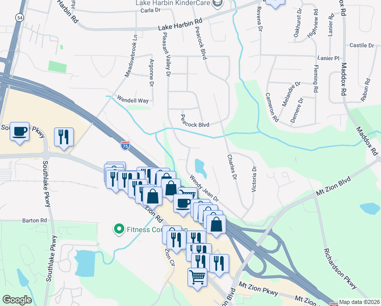 map of restaurants, bars, coffee shops, grocery stores, and more near 6704 Wendy Jean Drive in Morrow