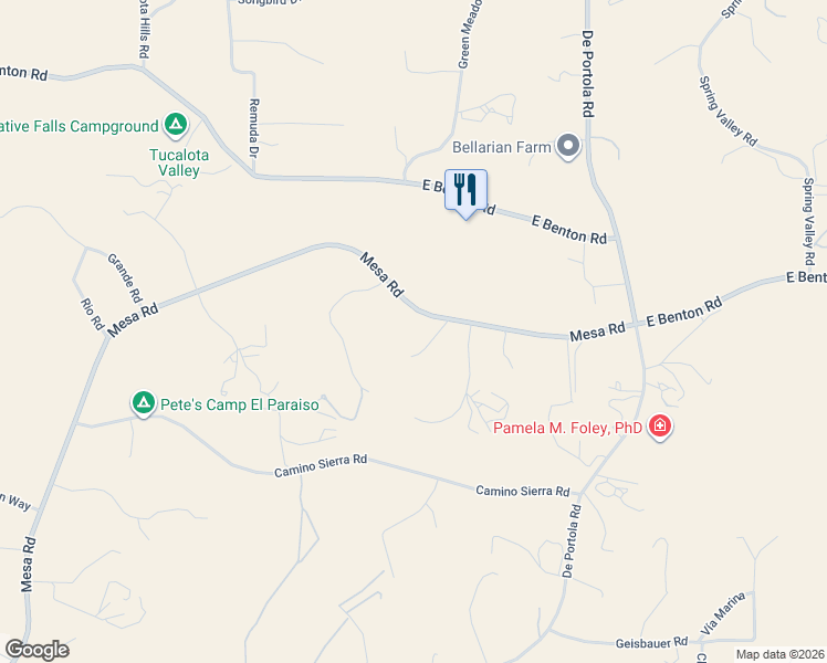 map of restaurants, bars, coffee shops, grocery stores, and more near 37200 Mesa Road in Temecula