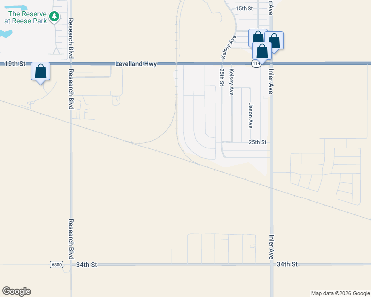 map of restaurants, bars, coffee shops, grocery stores, and more near 2022-2028 Kelsey in Lubbock