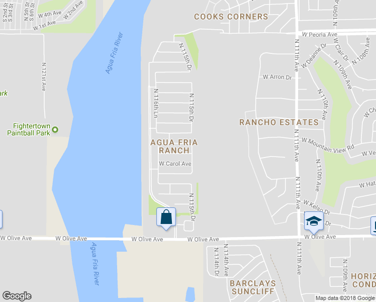 map of restaurants, bars, coffee shops, grocery stores, and more near 11544 West Vogel Avenue in Youngtown