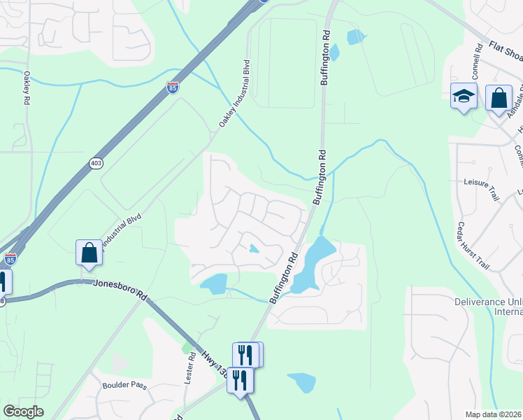 map of restaurants, bars, coffee shops, grocery stores, and more near 5500 Village Trace in Union City