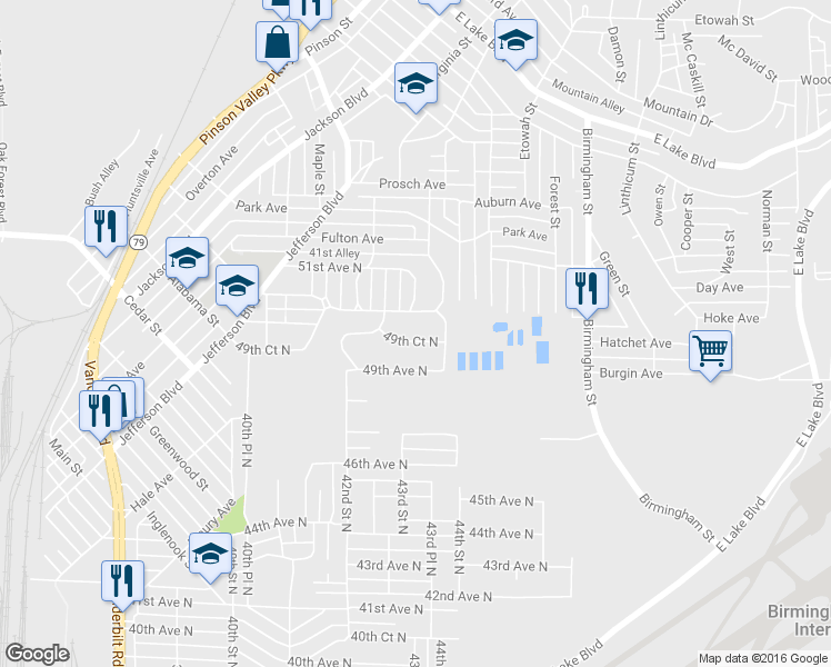 map of restaurants, bars, coffee shops, grocery stores, and more near 4326 49th Court North in Birmingham