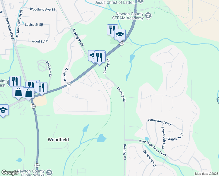 map of restaurants, bars, coffee shops, grocery stores, and more near 7721 Fawn Circle in Covington