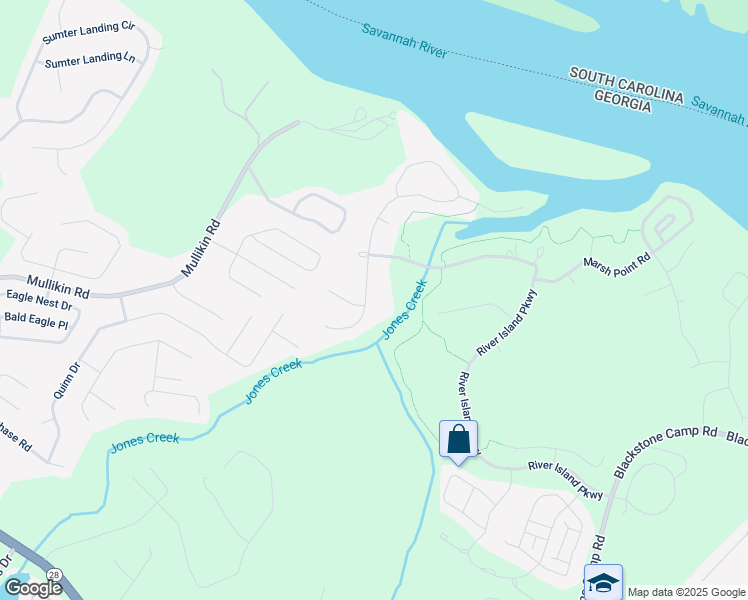 map of restaurants, bars, coffee shops, grocery stores, and more near 1020 Peninsula Crossing in Evans