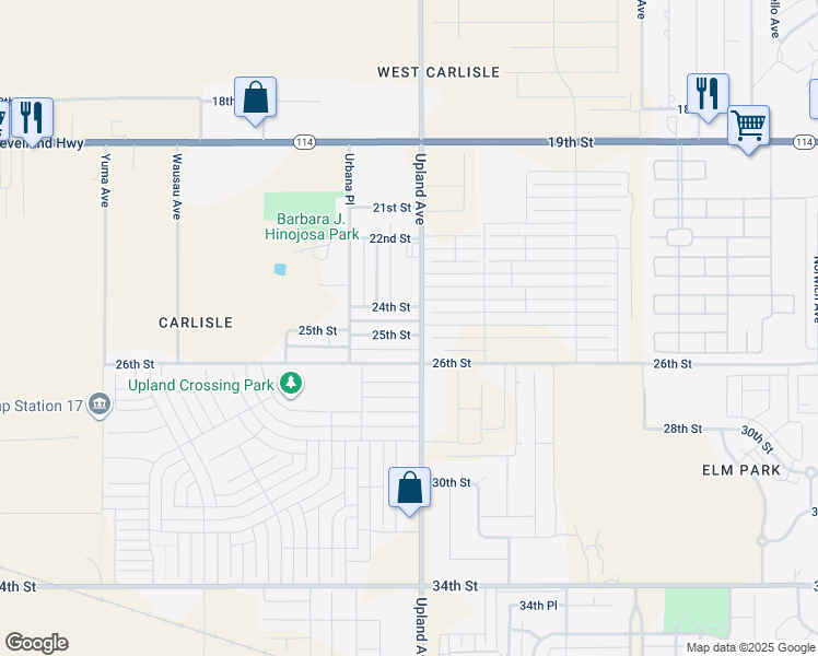 map of restaurants, bars, coffee shops, grocery stores, and more near 7300 25th Street in Lubbock