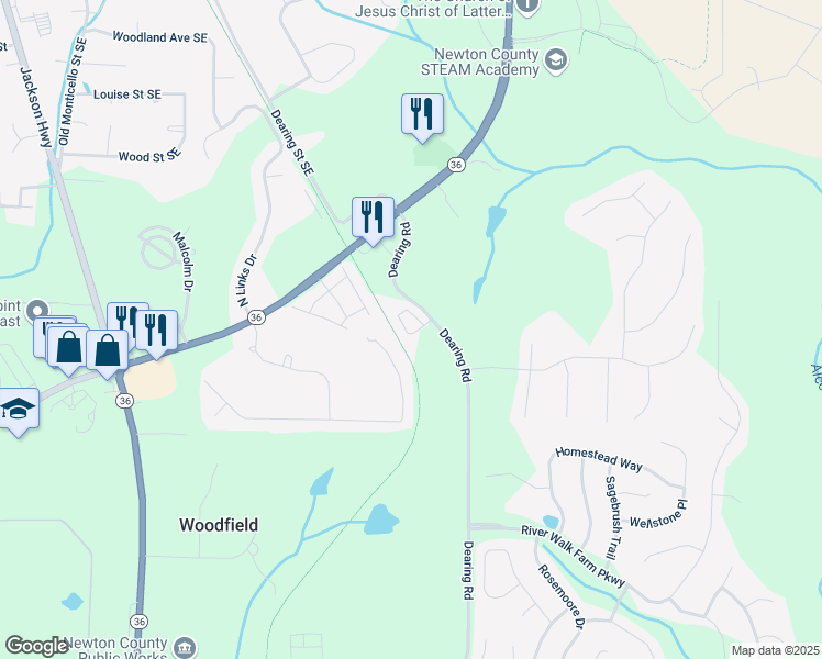 map of restaurants, bars, coffee shops, grocery stores, and more near 7721 Fawn Circle in Covington