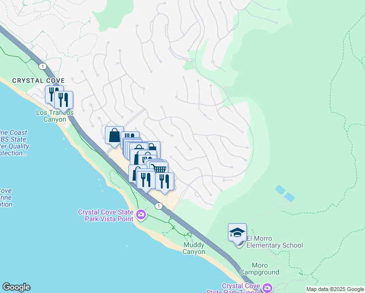 map of restaurants, bars, coffee shops, grocery stores, and more near 8 Dunes Bluff in Newport Beach