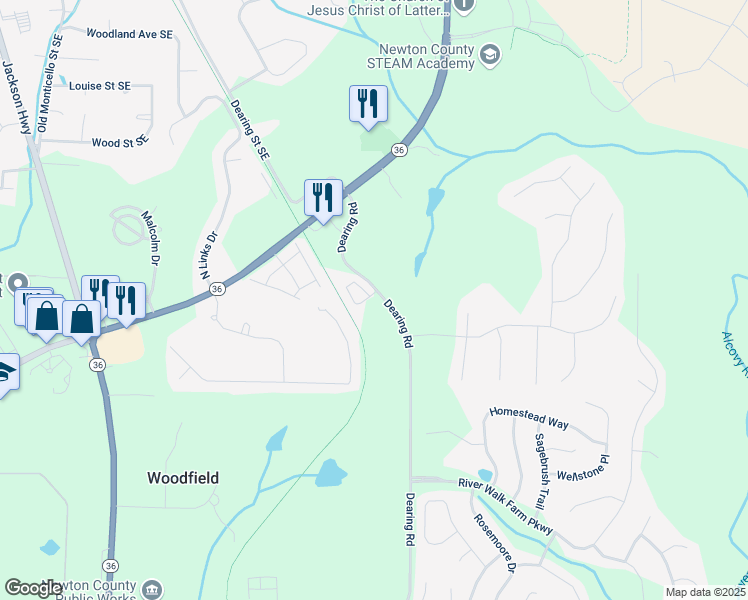 map of restaurants, bars, coffee shops, grocery stores, and more near 7762 Fawn Circle in Covington
