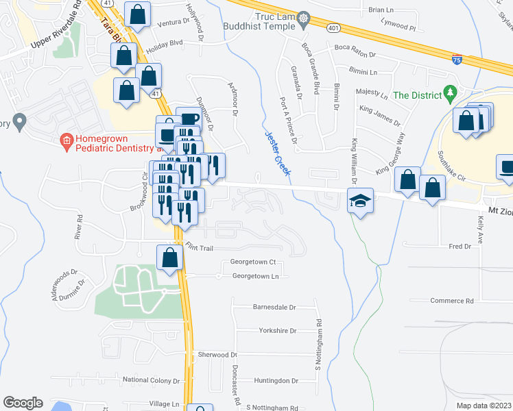map of restaurants, bars, coffee shops, grocery stores, and more near 701 Mount Zion Road in Jonesboro