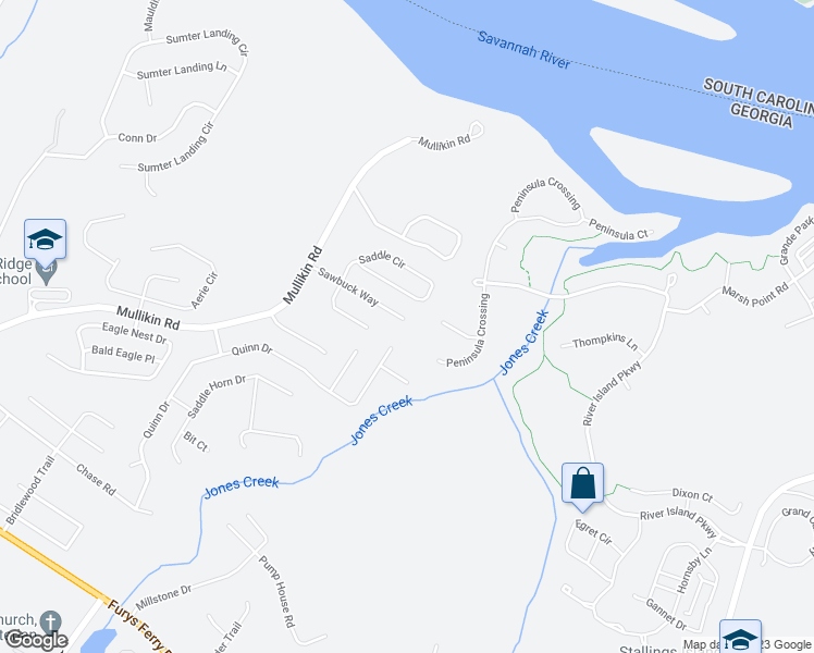 map of restaurants, bars, coffee shops, grocery stores, and more near 936 Sawbuck Way in Evans