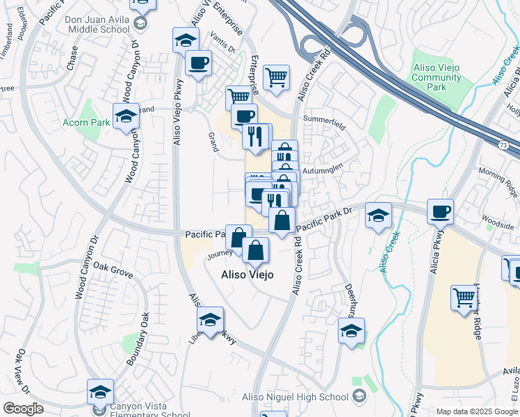 map of restaurants, bars, coffee shops, grocery stores, and more near 26895 Aliso Creek Road in Aliso Viejo