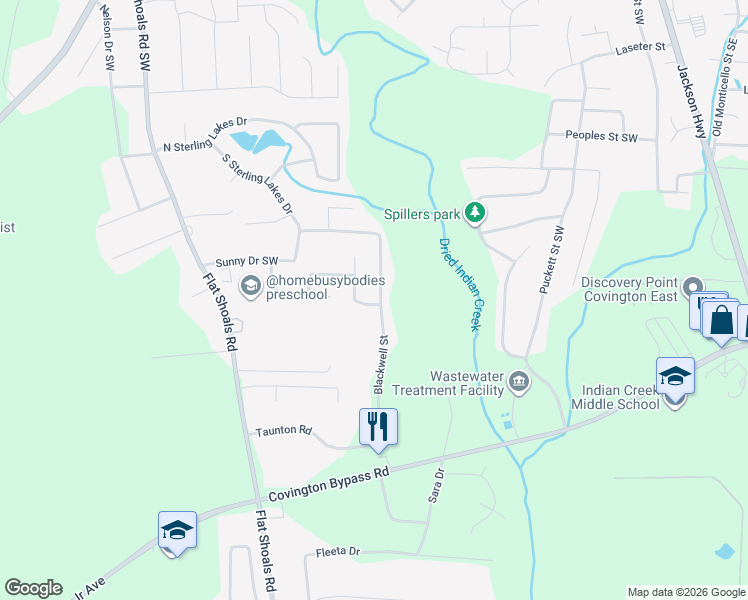 map of restaurants, bars, coffee shops, grocery stores, and more near 10108 Blackwell Street Southwest in Covington