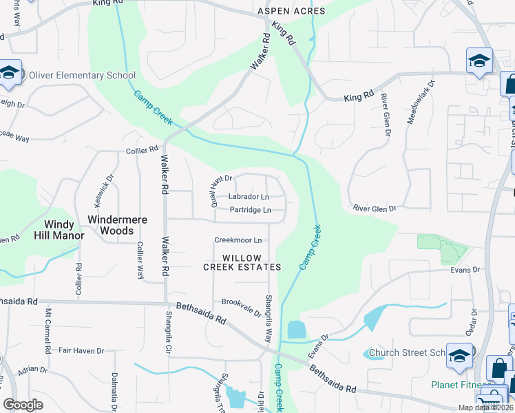 map of restaurants, bars, coffee shops, grocery stores, and more near 1250 Partridge Lane in Riverdale