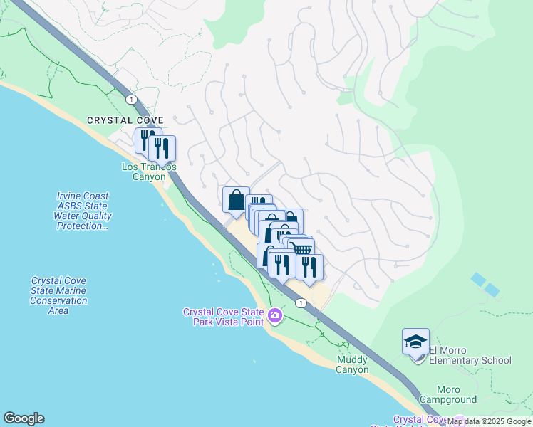 map of restaurants, bars, coffee shops, grocery stores, and more near 18 Sidra Cove in Newport Beach