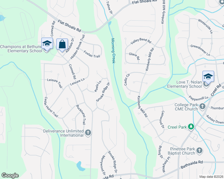 map of restaurants, bars, coffee shops, grocery stores, and more near 220 Springtree Court in College Park