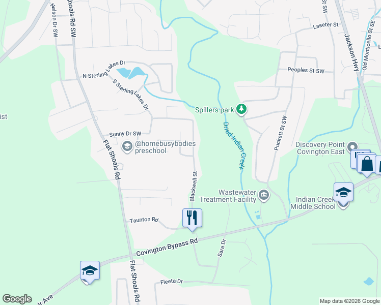 map of restaurants, bars, coffee shops, grocery stores, and more near 10108 Blackwell Street Southwest in Covington