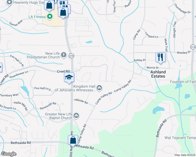 map of restaurants, bars, coffee shops, grocery stores, and more near 2170 Benidorm Court in Atlanta