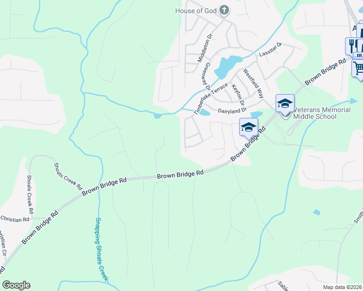 map of restaurants, bars, coffee shops, grocery stores, and more near 335 Timberlake Terrace in Covington